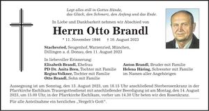 Traueranzeige Otto Brandl