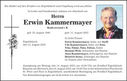 Traueranzeige Erwin Kammermayer