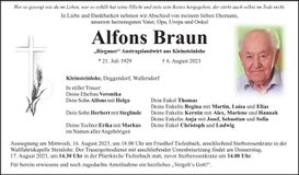 Traueranzeige Alfons Braun