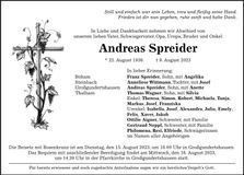 Traueranzeige Andreas Spreider