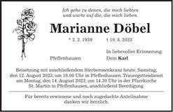 Traueranzeige Marianne Döbel