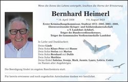 Traueranzeige Bernhard Heimerl
