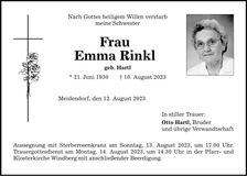 Traueranzeige Emma Rinkl