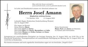 Traueranzeige Josef Amann