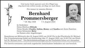 Traueranzeige Bernhard Prommersberger