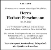 Traueranzeige Herbet Ferschmann