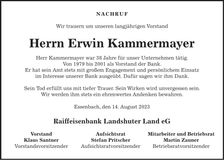 Traueranzeige Erich Kammermayer