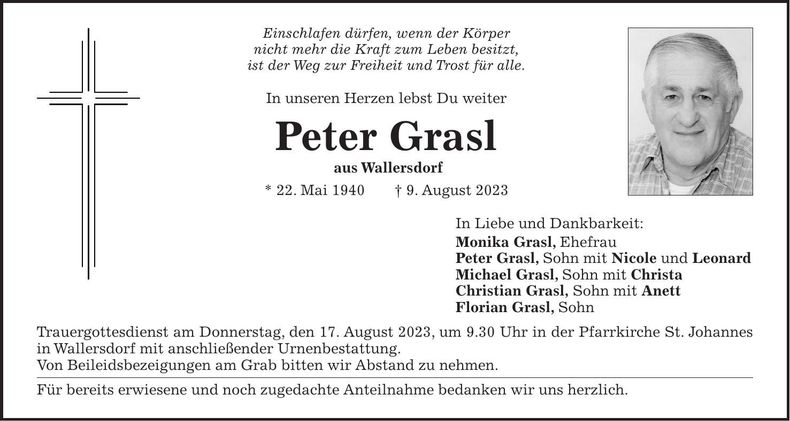 Traueranzeige Peter Gral