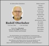 Traueranzeige Rudolf Oberhuber