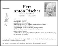 Traueranzeige Anton Rischer