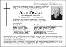 Traueranzeige Alos Fischer