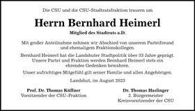Traueranzeige Bernhard Heimerl