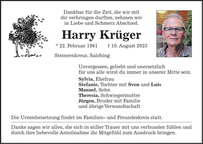 Traueranzeige Harry Krüger