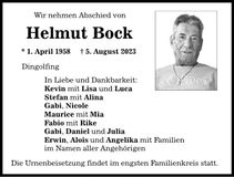 Traueranzeige Helmut Bock