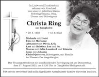 Traueranzeige Christa Ring