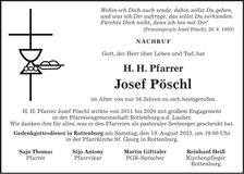 Traueranzeige Josef Pöschl