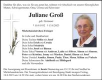 Traueranzeige Juliane Groß