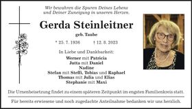 Traueranzeige Gerda Steinleitner