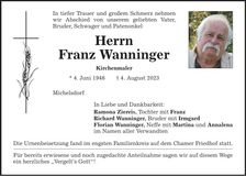 Traueranzeige Franz Wanninger
