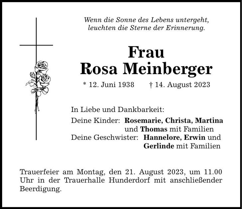 Traueranzeige Rosa Meinberger