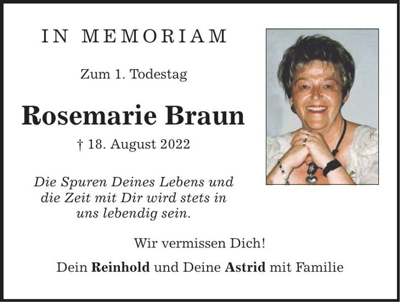 Traueranzeige Rosemarie Braun