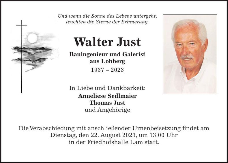 Traueranzeige Walter Just
