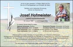 Traueranzeige Josef Hofmeister