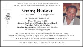 Traueranzeige Georg Heitzer