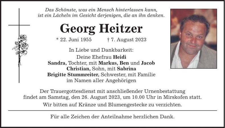Traueranzeige Georg Heitzer