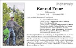 Traueranzeige Konrad Franz