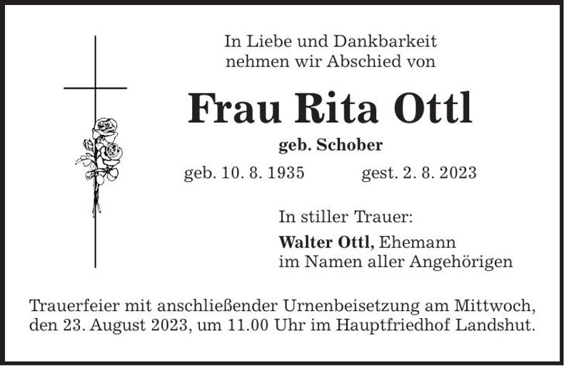 Traueranzeige Rita Ottl