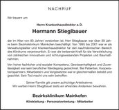 Traueranzeige Hermann Stieglbauer