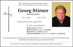Traueranzeige Georg Stirner