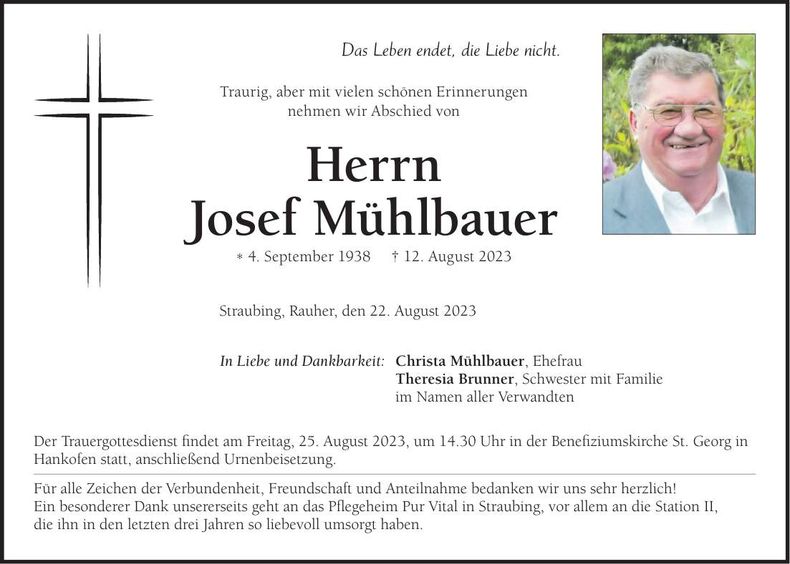 Traueranzeige Josef Mühlbauer