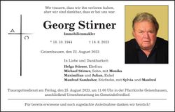 Traueranzeige Georg Stirner