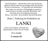 Traueranzeige Julia Lankes