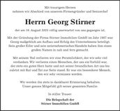 Traueranzeige Georg Stirner
