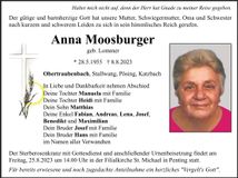 Traueranzeige Anna Moosburger