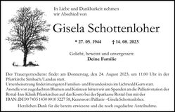 Traueranzeige Gisela Schottenloher