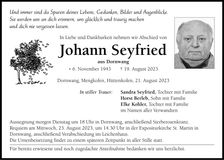 Traueranzeige Johann Seyfried