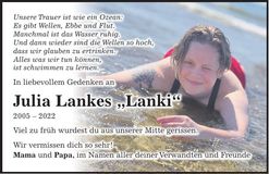 Traueranzeige Karin Lankes