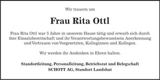 Traueranzeige Rita Ottl