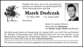 Traueranzeige Marek Dudczak