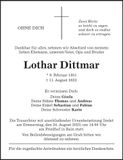 Traueranzeige Lothar Dittmar