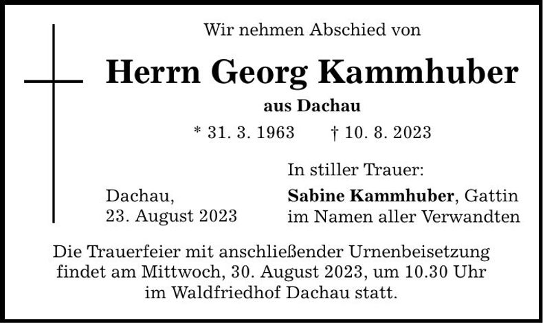 Traueranzeige Georg Kammhuber