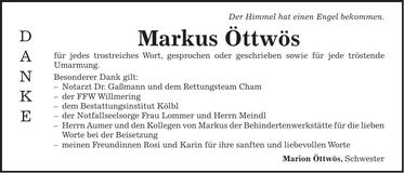 Traueranzeige Markus Öttwös