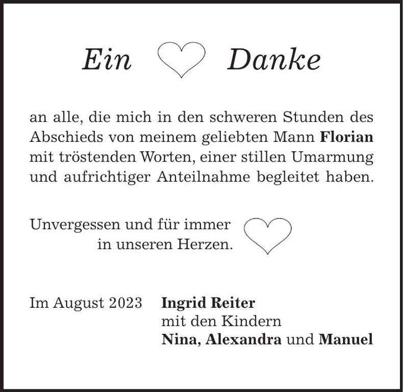Traueranzeige Florian Reiter