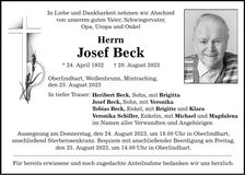 Traueranzeige Josef Beck