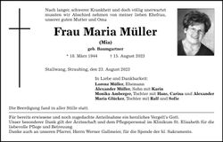 Traueranzeige Maria Müller
