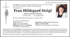 Traueranzeige Hildegard Strigl